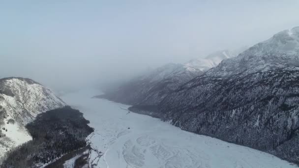 60Fps Luchtopname Van Matanuska River Valley Sutton Alaska Vroeg Voorjaar — Stockvideo