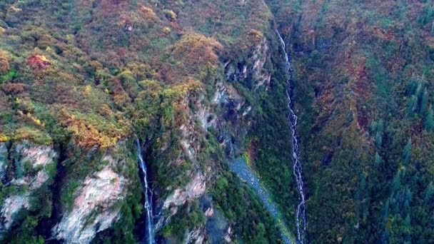 Fps Aerial Video Moving Keystone Canyon Road Valdez Alaska — Stock video