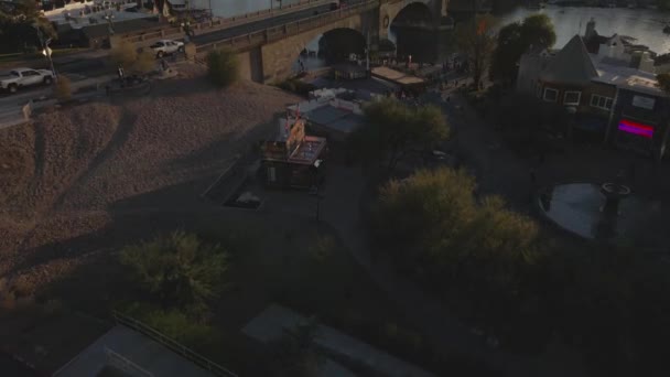 Лондонский Мост Озере Хавасу Видео Воздуха — стоковое видео