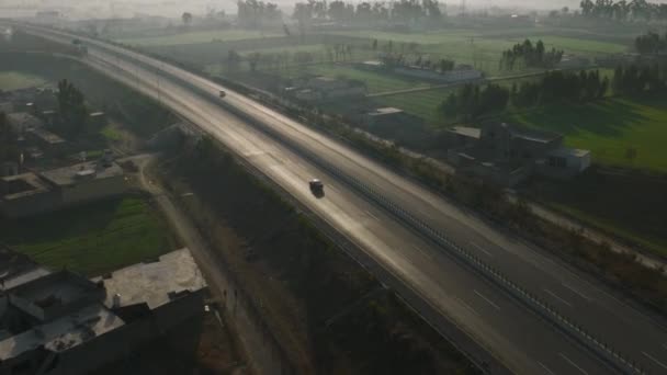 Вид Воздуха Шоссе Синд Имеющее Обе Дороги Небольшим Трафиком — стоковое видео