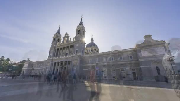 Almudena Cathedral Madrid Sunny Timelapse — Stockvideo