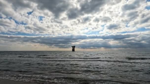 Wide Shot Old Iconic Torre Del Cable Marbella Spain Tower — Stock Video