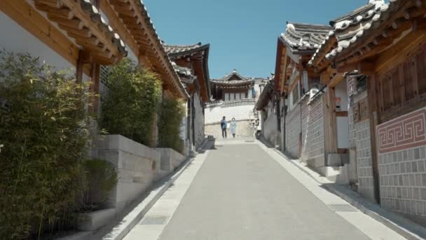 Seoul Traditional Houses Bukchon Hanok Village Alleyway Panorama Korea — ストック動画