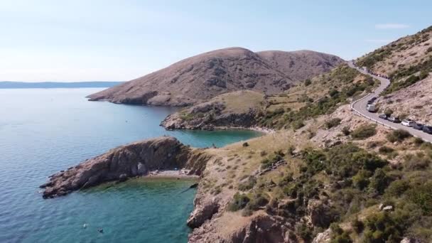 Oprna Bay Krk Island Croatia Aerial Drone View Bays Hidden — Stockvideo