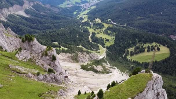 Teleférico Cima Del Pico Montaña Seceda Urtijei Tirol Del Sur — Vídeos de Stock