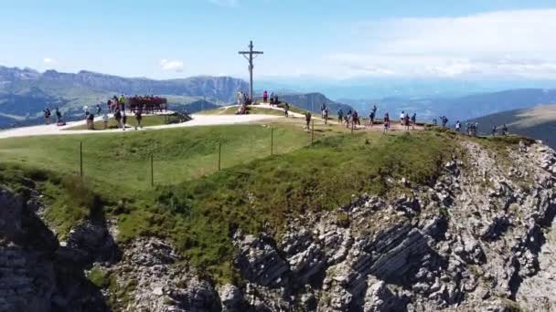Seceda Dél Tirolban Olasz Alpok Dolomitok Olaszország Légi Drónok Jézus — Stock videók