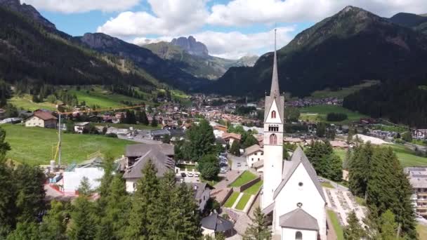 Vigo Fassa Fassa Valley Val Fassa Trentino Dolomites Italy Aerial — Stock videók