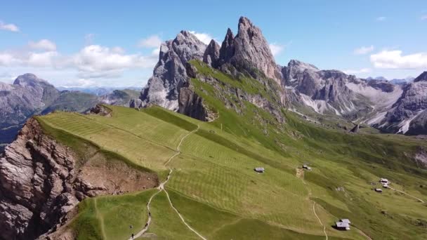 Seceda Mountain Peak Val Gardena Valley Sør Tirol Italienske Alper – stockvideo