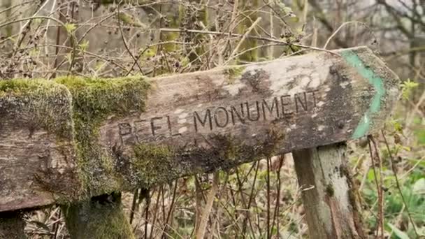 Wooden Sign Peel Tower Bury Greater Manchester — Vídeo de Stock