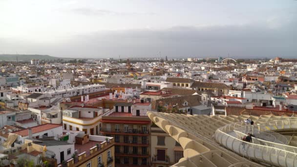 Vacker Utsikt Över Sevilla Från Metropol Parasol Attraktion — Stockvideo