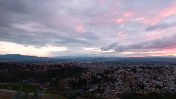 Spanya Granada Gün Batımının Yavaş Tepesi — Stok video