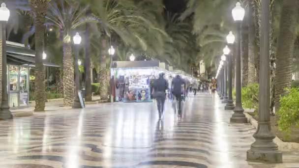 People Walking Buying Summer Night Alicante Explanda — Stock video