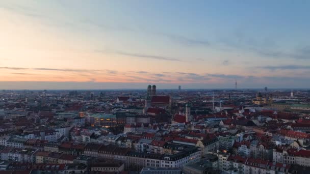 Hyperlapse Der Münchner Innenstadt Der Abenddämmerung — Stockvideo