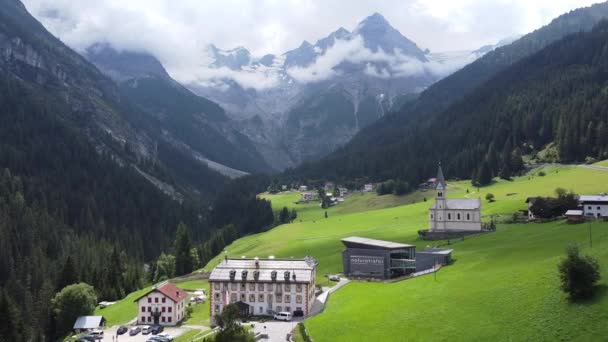 Trafoi Tourist Office Ski Lift Church National Park Stelvio South — Vídeo de Stock