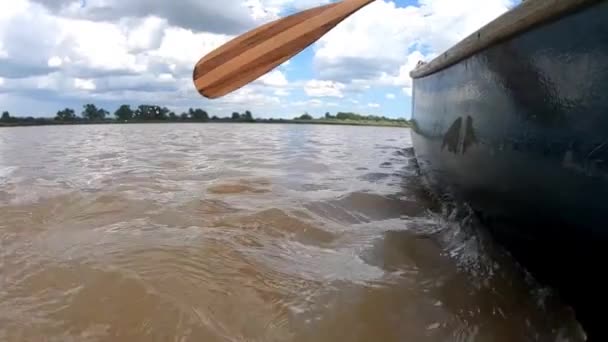 View Middle River Alberta Canada Sunny Day Filmed Canoe Vacation — Vídeos de Stock