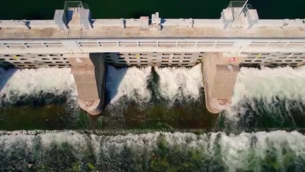 Aerial View Dam Hydro Electricity Power Top — Stock Video