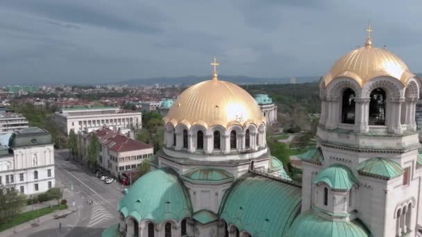 Drónlövés Körözött Alexander Nevsky Katedrális Körül Szófiában Bulgáriában — Stock videók