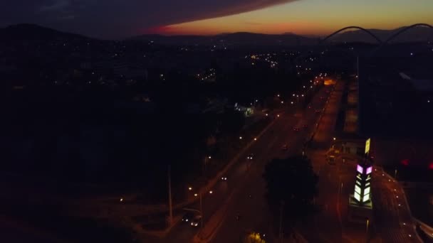 Aerial Footage Dusk Street Athens Greece Olympic Stadium — Wideo stockowe