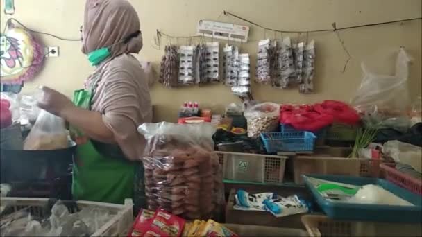 Penjual Pasar Tradisional Toko Pasar Lokal Ekonomi Masyarakat Blora Pusat — Stok Video