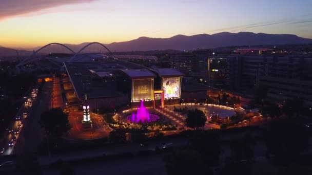 Golden Hall Mega Mall Athens Greece Aerial Footage Sunset — Stock videók