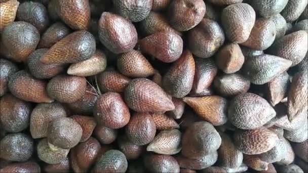 Salak Fruit Salacca Zalacca Met Bewegend Schot Bovenaanzicht Exotisch Slangenfruit — Stockvideo