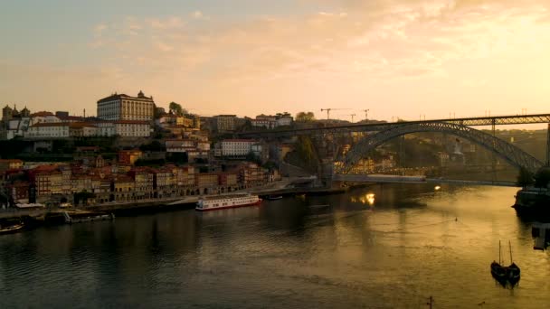 Filmato Aereo Del Volo Con Drone Ponte Dom Lus Circondato — Video Stock