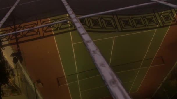 Обзор Теннисного Корта Недалеко Лос Анджелеса Сша Закате Видом Город — стоковое видео