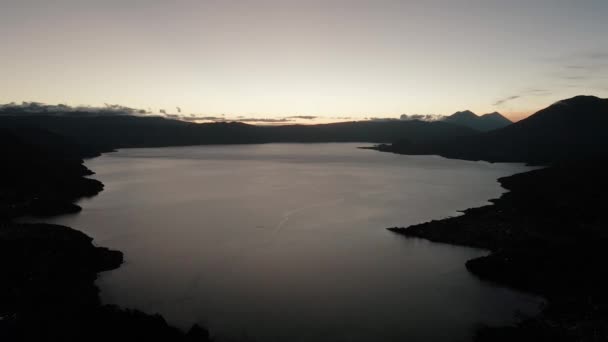 Drone Shot Calm Lake Atitlan Guatemala Sunset — Stock Video