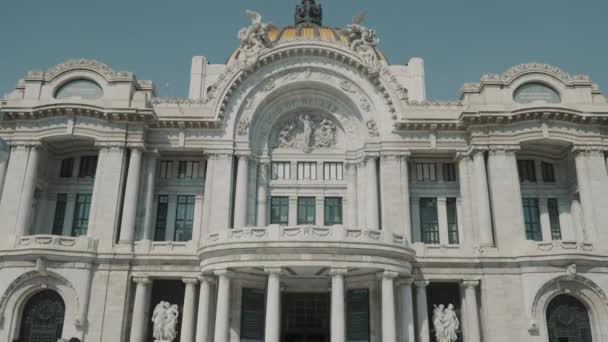 Mensen Wandelen Mooie Architectuur Van Museum Bellas Artes Mexico Stad — Stockvideo