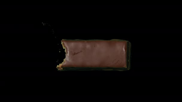 Çikolata Yeme Hareketini Durdurun Isırık Isırık Siyah Arka Plan — Stok video