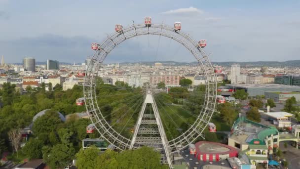 Viennese Giant Ferris Wheel Slow Push Vienna Austria — Stock Video