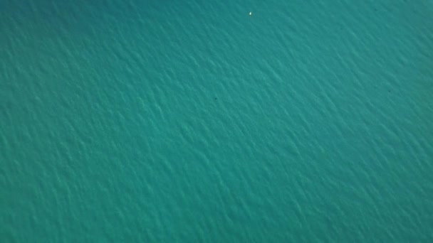 Кадры Воздушного Беспилотника Бирюзовым Пляжем Утреннем Свете Снятые Медленным Наклоном — стоковое видео