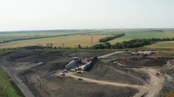 Aerial Rural Construction Site Farmland Countryside Infrastructure Building — Video Stock