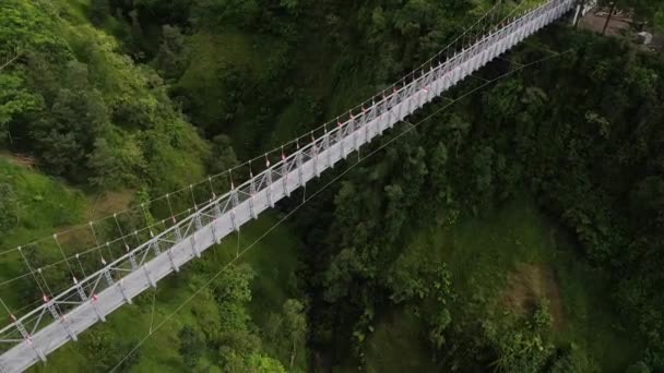 メラピ山の斜面にあるゴンドラを横断する手段を持つジラパン吊り橋の観光地 — ストック動画