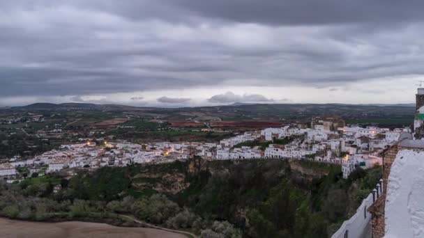 Zoom Timelapse Arcos Frontera Whitewashed Village Spain — Stockvideo