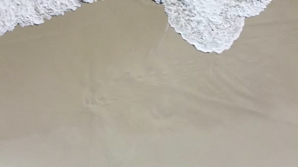 Ptaki Lotu Ptaka Widok Łagodne Fale Lapping Spokojnej Plaży — Wideo stockowe