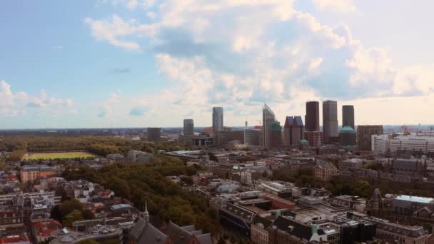 Stadsgezicht Vanuit Lucht Haagse Nederlandse Stad Nederland Drone Met Moderne — Stockvideo