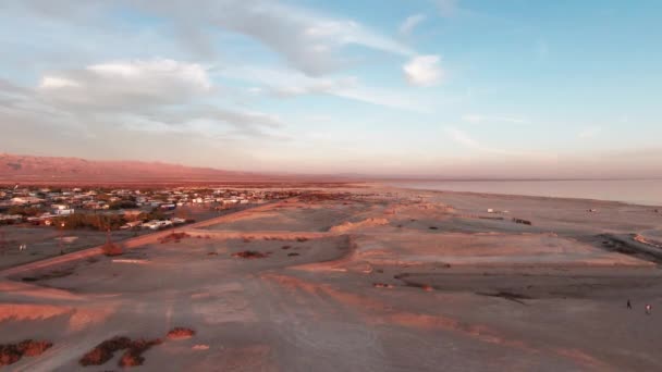 Вид Воздуха Пляж Бомбей Возле Солтон Время Заката Риверсайд — стоковое видео
