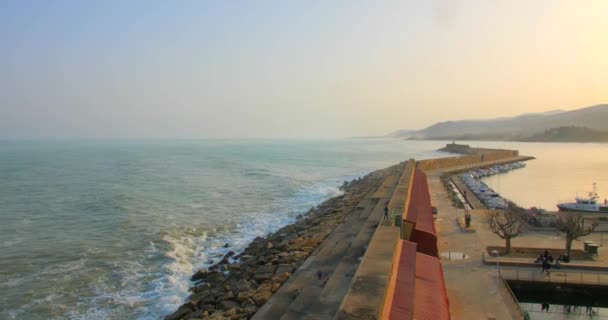 Peniscola Castellon Spain April 2021 Walled Village Sea One Most — Vídeos de Stock