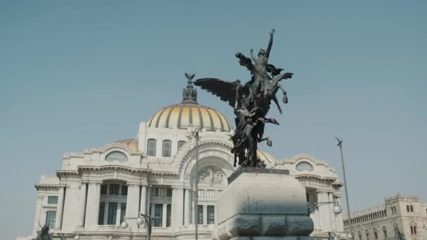 Paleis Voor Schone Kunsten Pegasus Standbeeld Uit Mexico City — Stockvideo