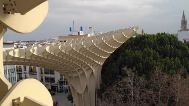 Statische Ansicht Der Berühmten Pilze Der Menschwerdung Sevilla Spanien — Stockvideo