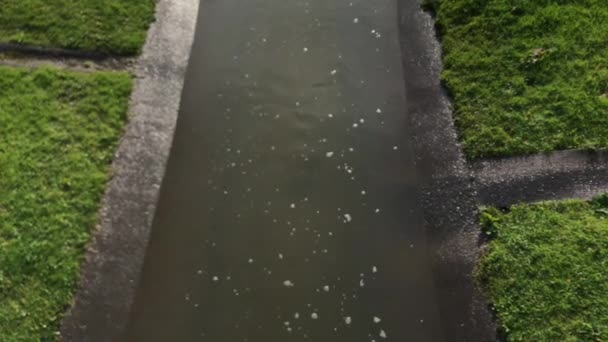 뉴질랜드 오클랜드에서 배수관 밑으로 빗물이 흐르고 — 비디오