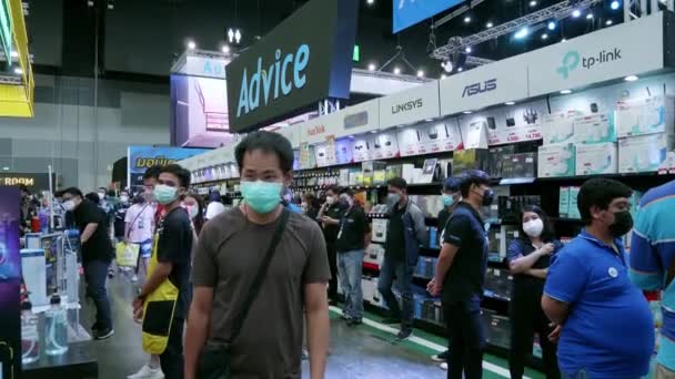 Ludzie Spaceru Zakupów Commart Tajlandia 2022 Wydarzenie Technologii Komputerowej Bitec — Wideo stockowe