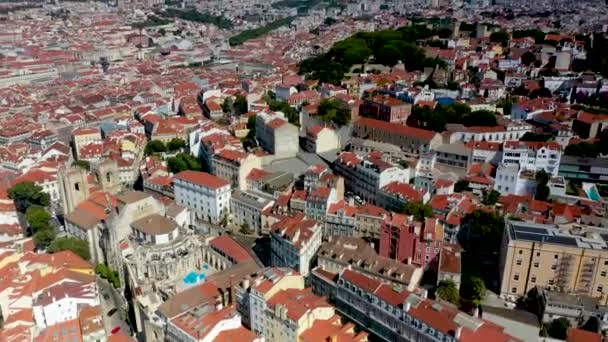 Flying Lisbon Portugals Historic District — Stock video