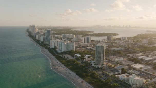 Miami Beach Florida Letecký Bezpilotní Panoramatický Pohled — Stock video
