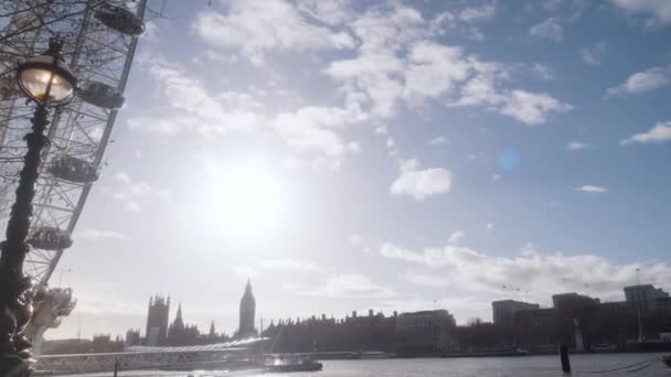 Punto Riferimento Più Riconoscibile Londra Ruota Panoramica Gigante Sulla Riva — Video Stock
