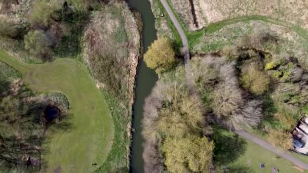 Luchtfoto Van Een Deel Van Great Stour Canterbury Kent — Stockvideo