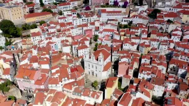 Terbang Atas Gereja Lisbon Yang Bersejarah — Stok Video