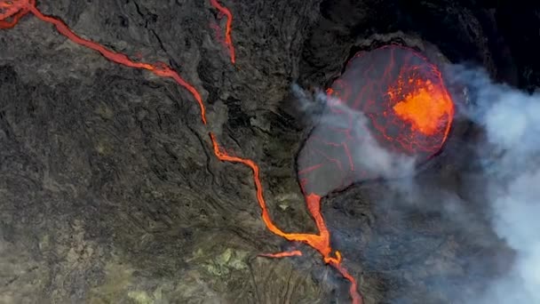 Cratera Islândia Olhando Para Baixo Para Magma — Vídeo de Stock