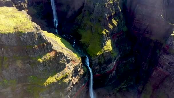 Girar Alrededor Strutsfoss Waterfall Islandia — Vídeos de Stock